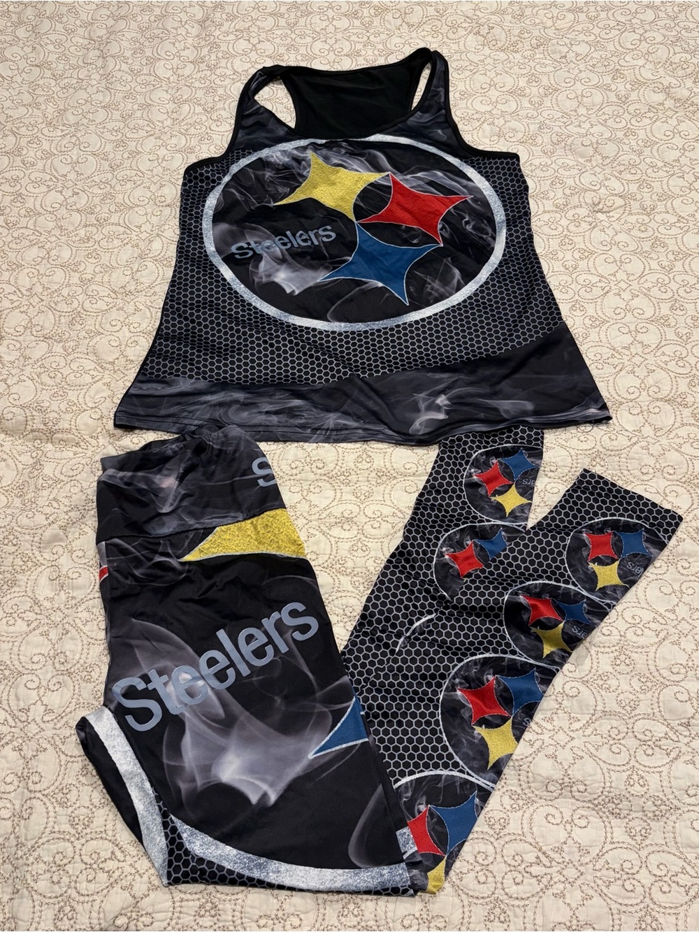NFL Steelers Women’s Matching Black Tank and Leggings Set Size Medium/Large